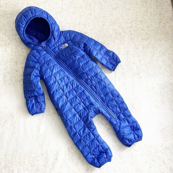 The North Face Infant Baby 6-12 Mos Hooded Snowsuit Blue One Piece Zip Winter